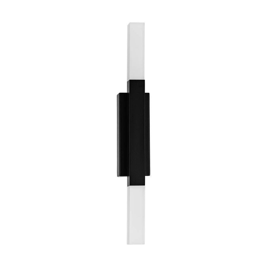 Vue de face de l'applique noire à double diffuseur blanc vertical
