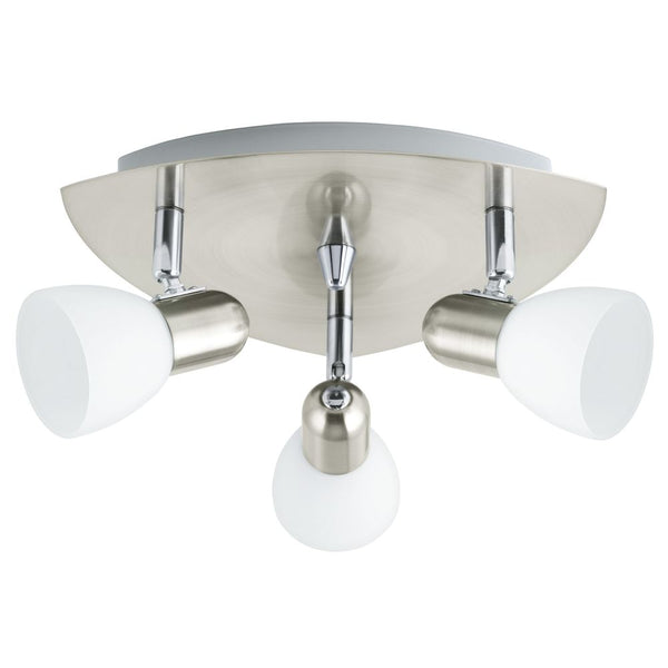 Spot Enea nickel et blanc mat, verre, Ø 26,5 cm