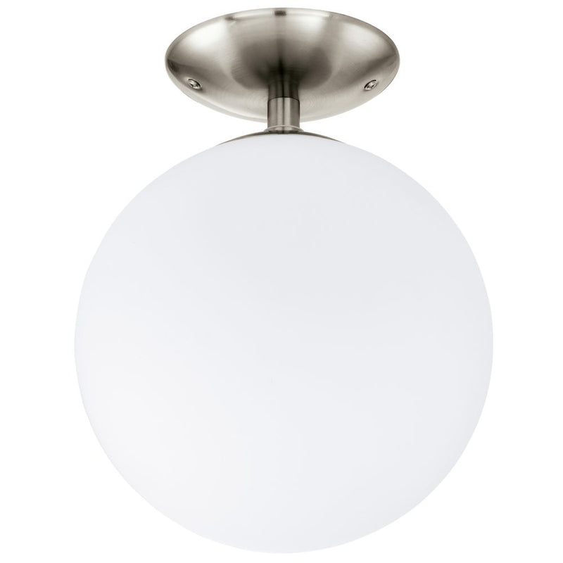 Plafonnier Rondo nickel et blanc mat, verre