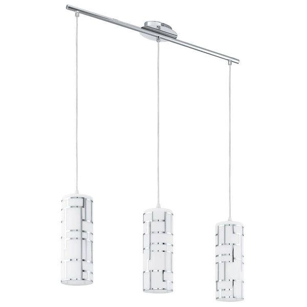 Suspension Bayman chromée et blanche, verre