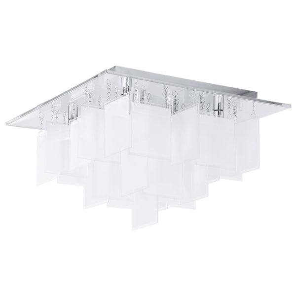 Plafonnier Condrada 1 chromé et blanc, verre