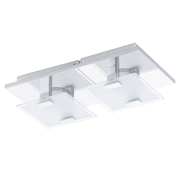 Applique murale Vicaro inox et blanche, verre, L 27 cm (93312)