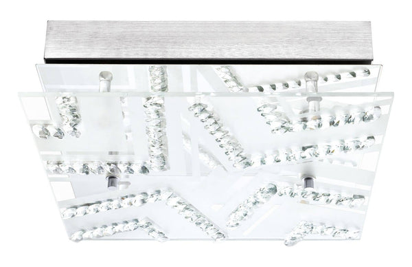 Plafonnier Verdesca chromé et blanc, cristal (93921)