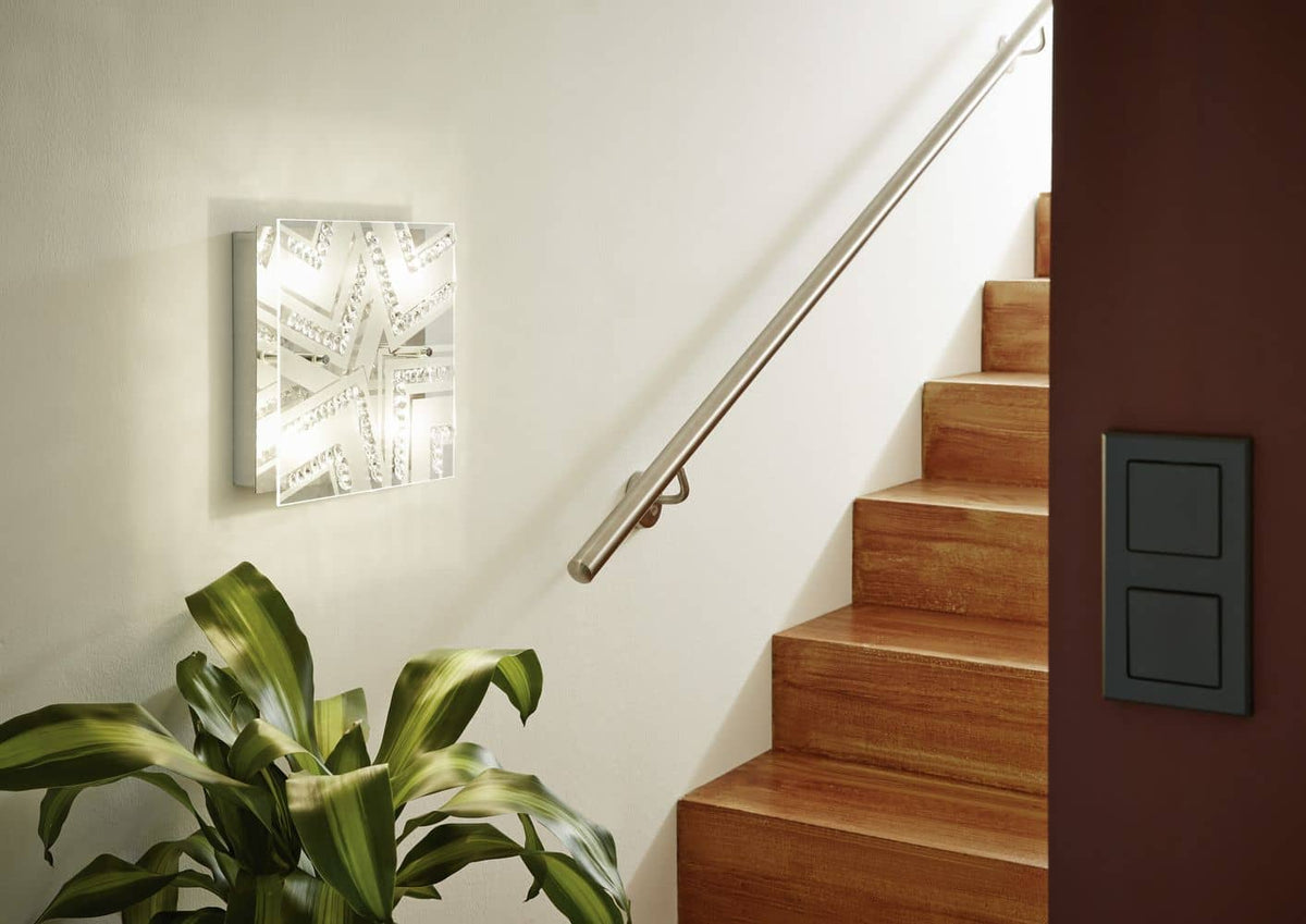 Plafonnier Verdesca chromé et blanc, cristal (93921)