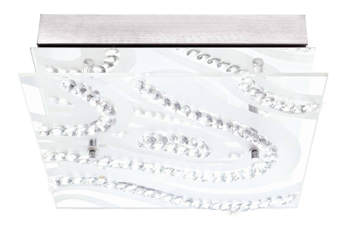 Plafonnier Verdesca chromé et blanc, cristal (93922)