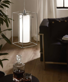 Suspension Loncino 1 chromée et transparente, verre (94377)