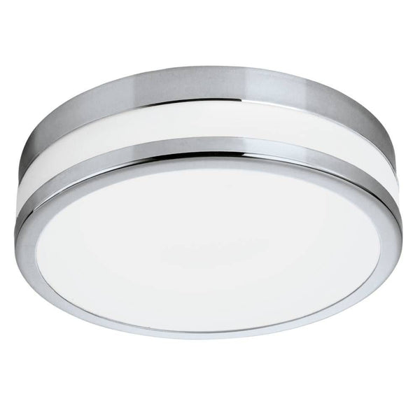 Plafonnier Palermo chromé et blanc, Ø 30 cm