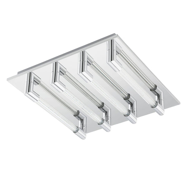 Plafonnier Velarde chromé, verre, L 32 cm