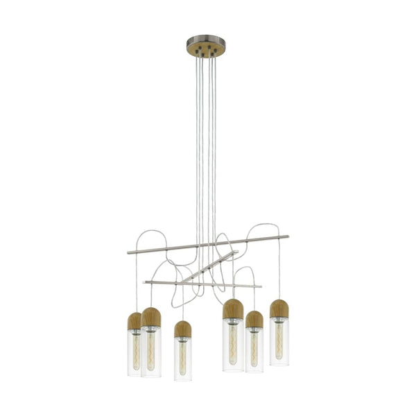Suspension Zacharo 1 nickel et marron, verre