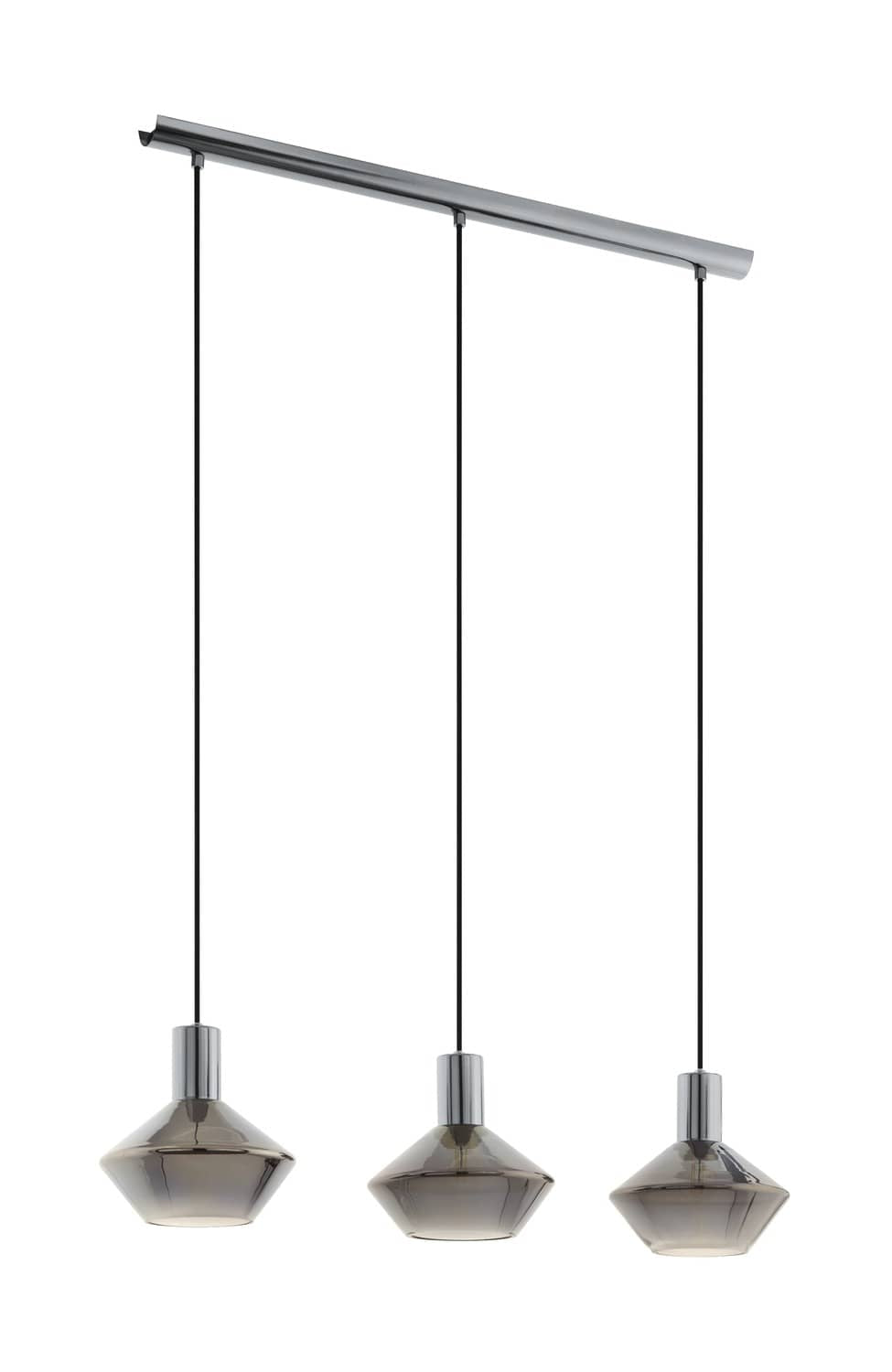 Suspension Ponzano 3 lumières noire et transparente