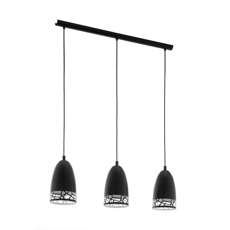 Suspension Savignano 3 lumières noire