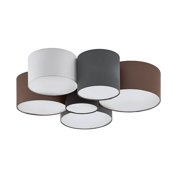 Plafonnier Pastore 6 lumières marron et gris