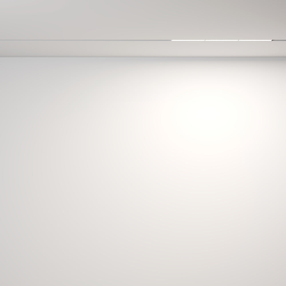 Mise en ambiance d'un plafond blanc éclairé uniformément par le luminaire encastré