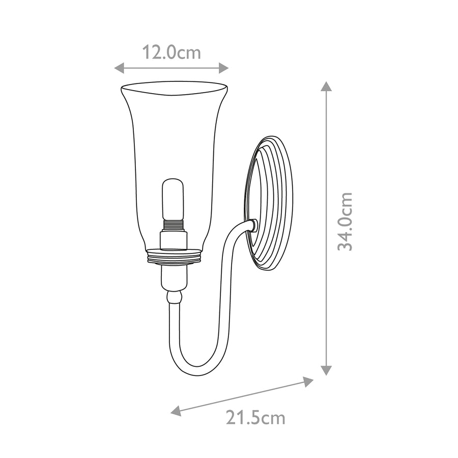 Schéma technique coté indiquant la largeur du verre et la hauteur totale