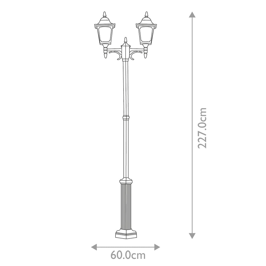 Lampadaire extérieur Chapel 2 lumières noir, verre