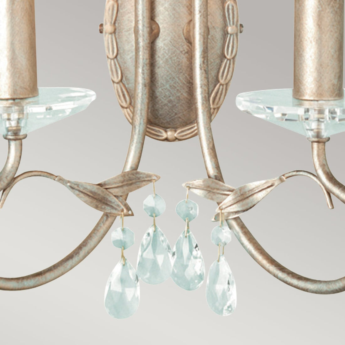 Applique murale Christina 2 lumières argentée et dorée, cristal