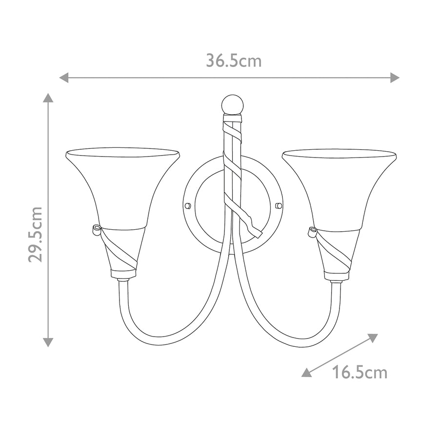 Schéma coté : 36,5 cm de large, 29,5 cm de haut, 16,5 cm de profondeur.