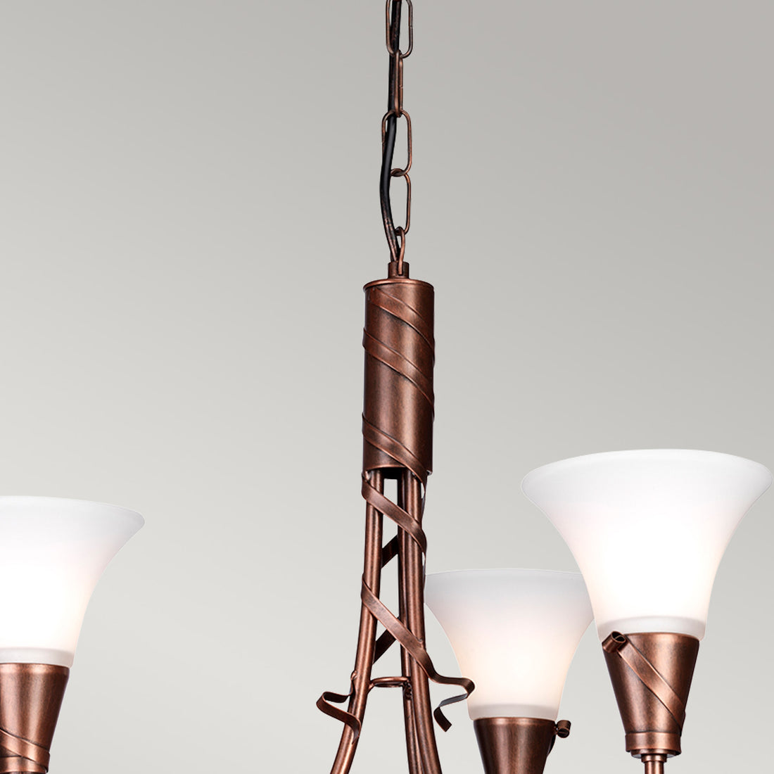 Lustre Emily 3 lumières cuivré, verre