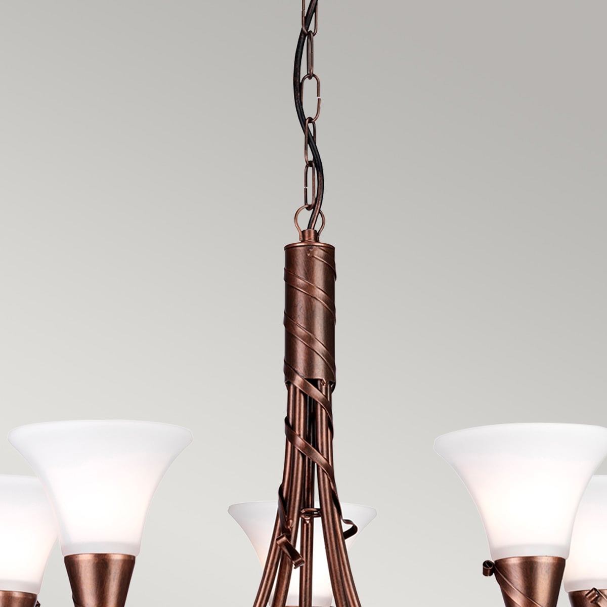 Lustre Emily 5 lumières cuivré, verre