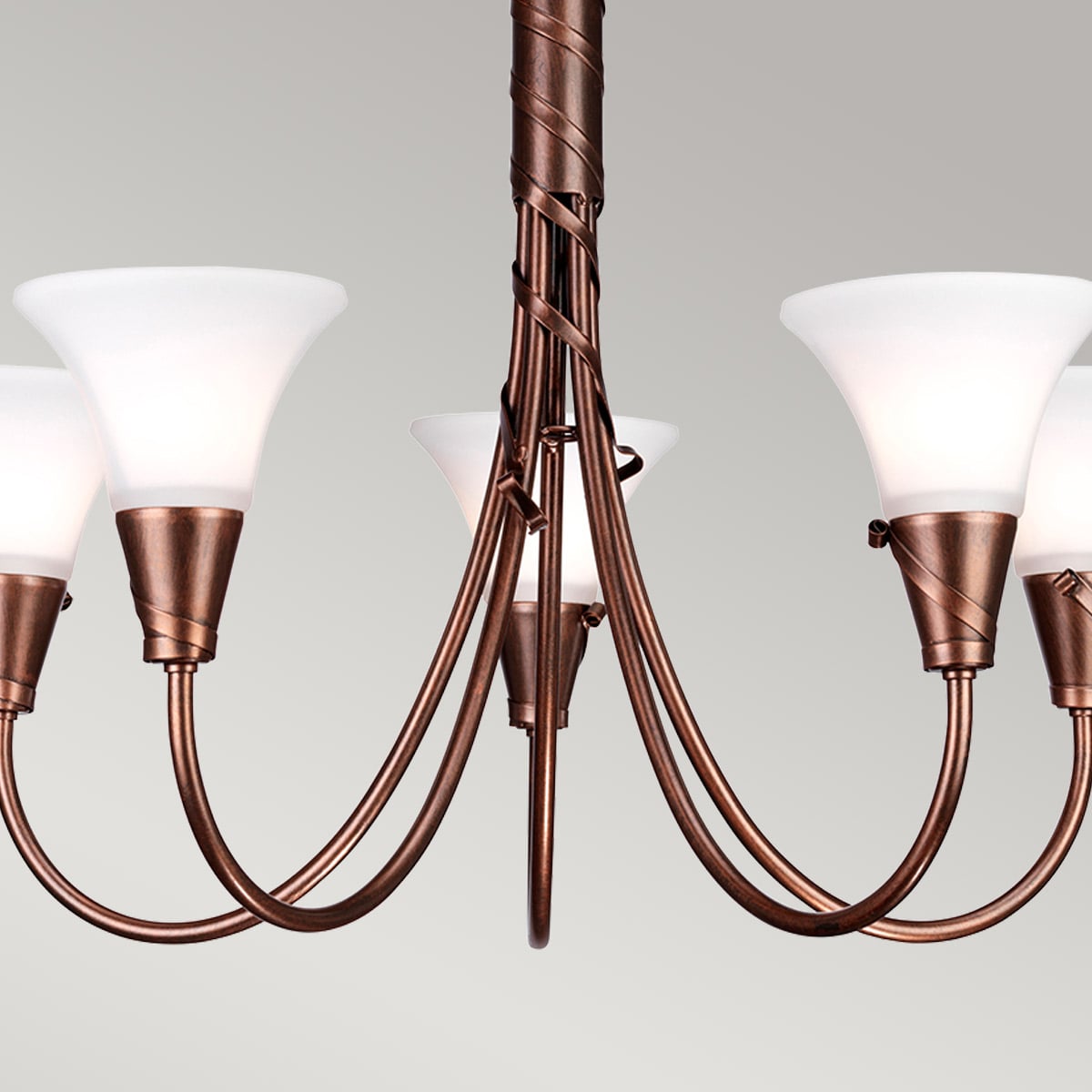 Lustre Emily 5 lumières cuivré, verre