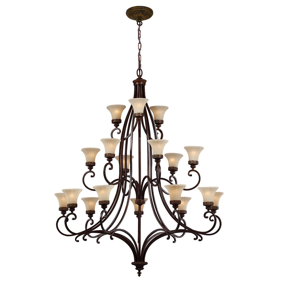 Lustre Drawing Room 18 lumières bois foncé, verre