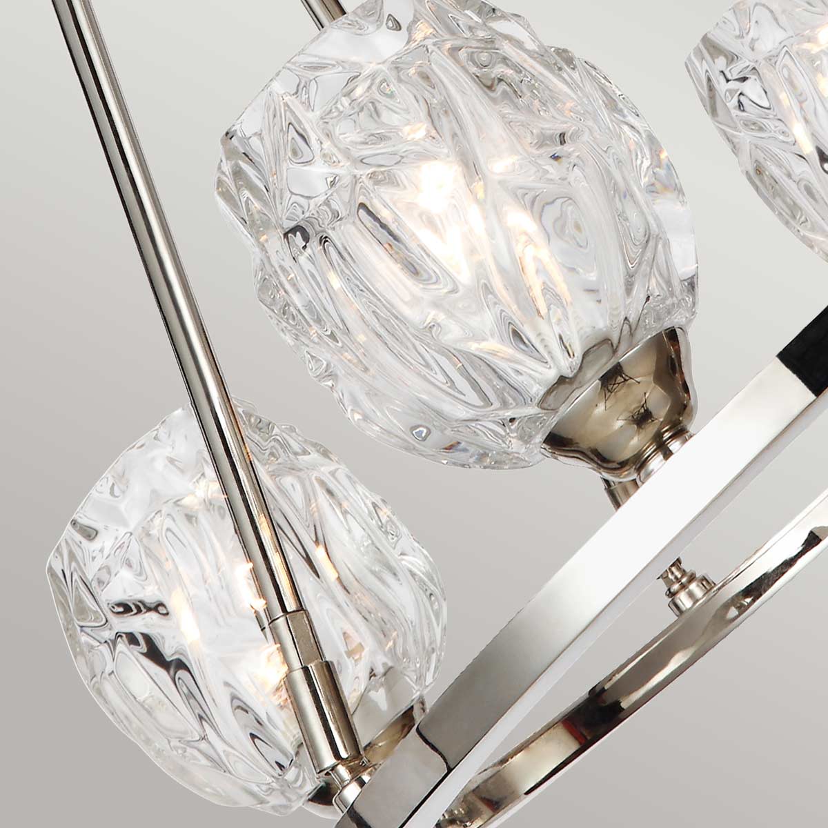 Lustre Rubin 4 lumières nickel poli, verre