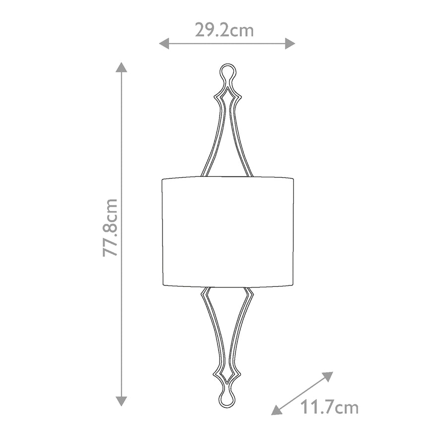 Schéma coté indiquant les dimensions de l'applique murale