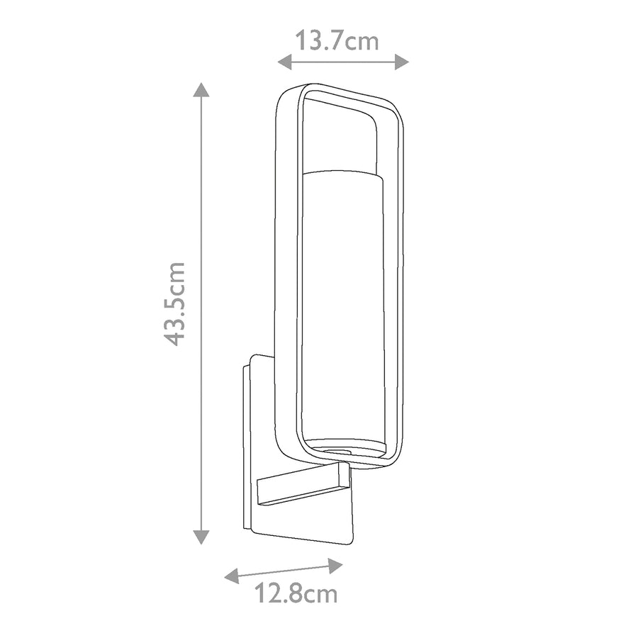 Schéma coté indiquant hauteur 43,5 cm et largeur 13,7 cm