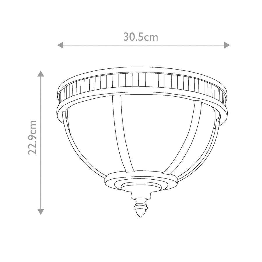 Schéma coté : largeur 30,5 cm et hauteur 22,9 cm.