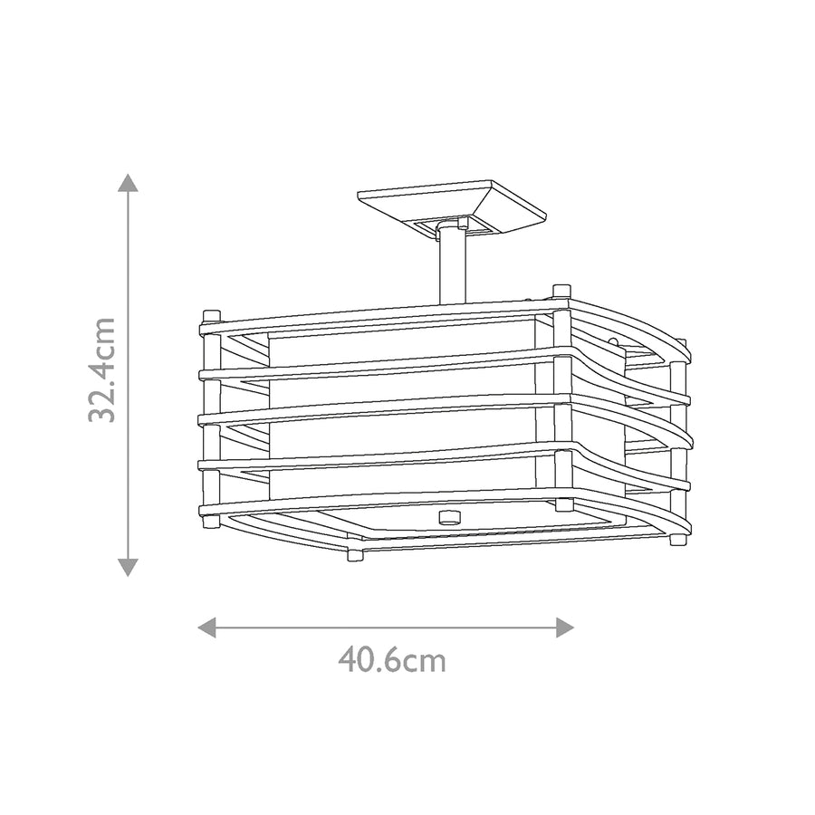 Schéma coté du luminaire indiquant 32,4 cm de hauteur et 40,6 cm de largeur