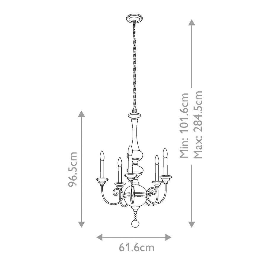 Lustre Rosalie 5 lumières doré