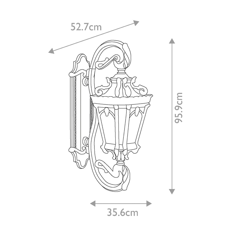 Schéma technique avec hauteur 95,9 cm, largeur 35,6 cm et profondeur 52,7 cm.