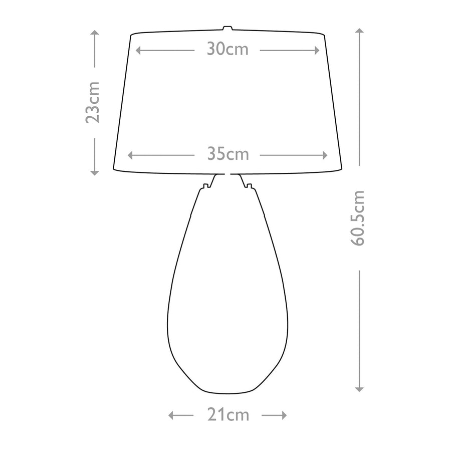 Schéma coté du luminaire avec dimensions de l'abat-jour et hauteur totale