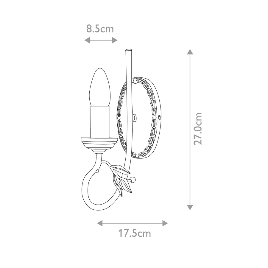 Schéma coté indiquant 27 cm de haut et 17,5 cm de large