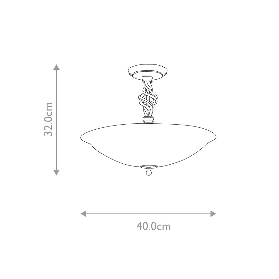 Schéma de dimensions du plafonnier, hauteur 32 cm et diamètre 40 cm