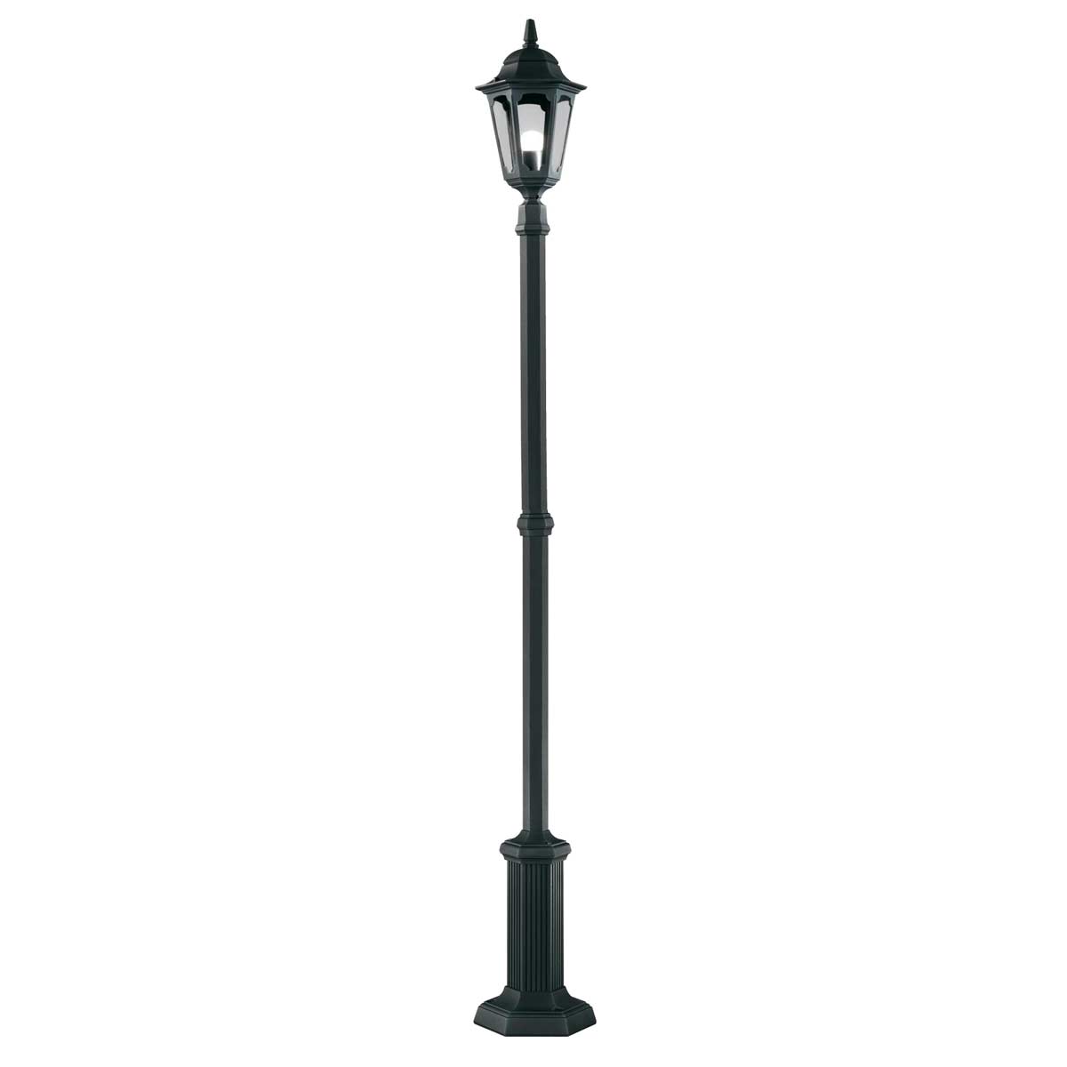 Seconde vue du lampadaire complet, silhouette élancée noire sur fond neutre clair.