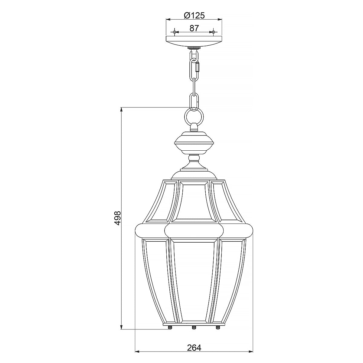 Suspension extérieure Newbury 2 lumières cuivrée, verre