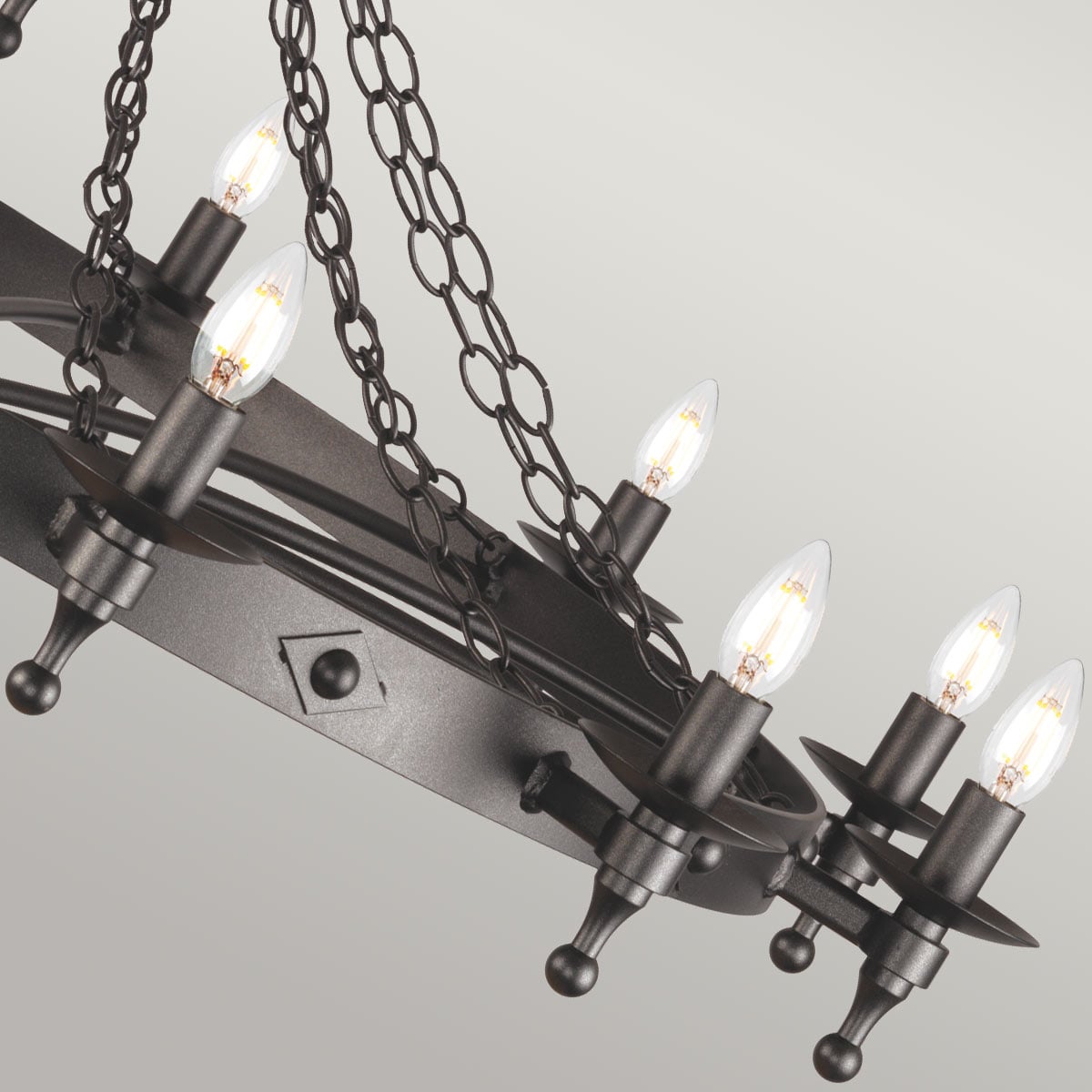 Lustre Warwick 12 lumières anthracite et noir