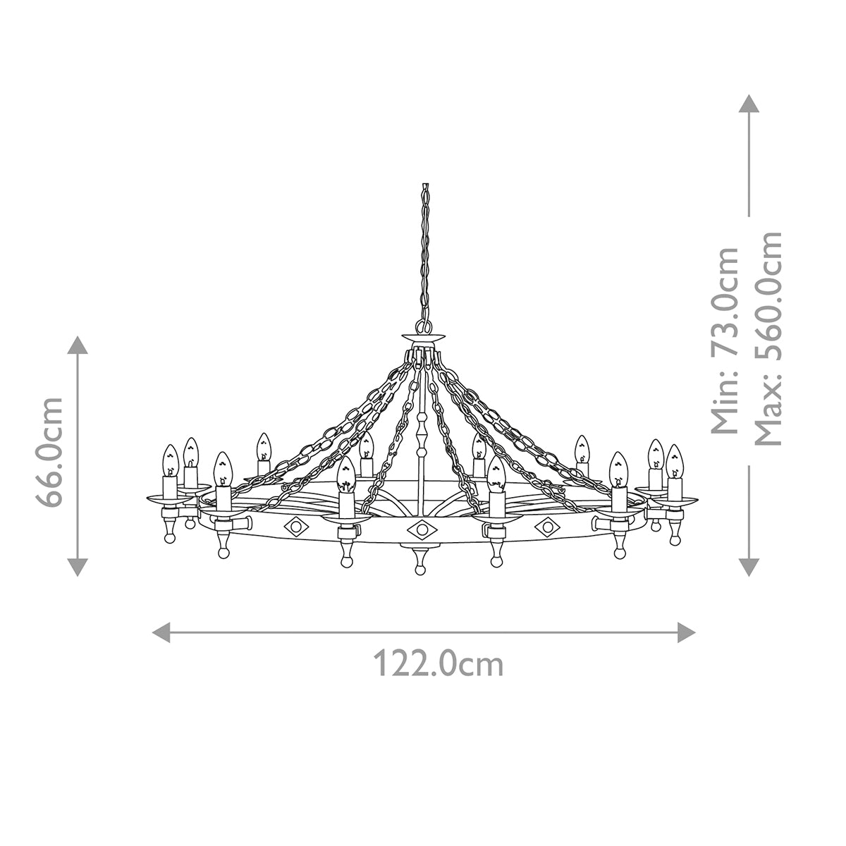 Lustre Warwick 12 lumières anthracite et noir