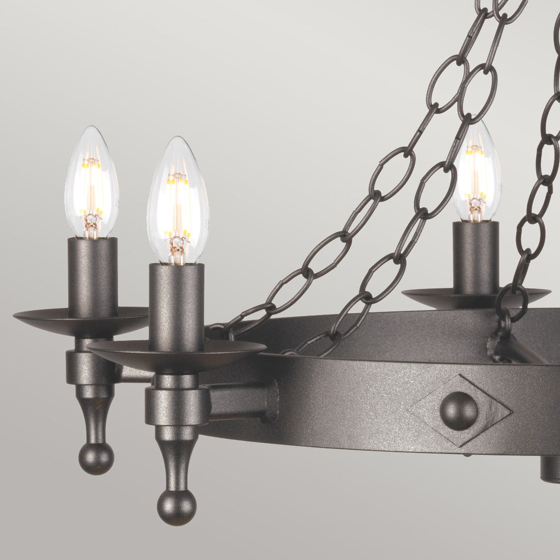 Lustre Warwick 6 lumières anthracite et noir