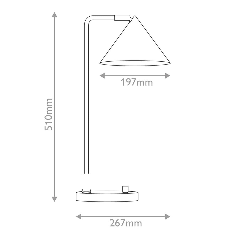 Schéma coté indiquant hauteur 510 mm et largeur 267 mm