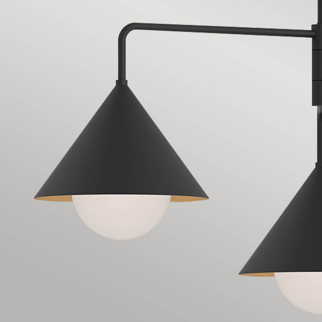 Suspension Remyck 3 lumières noire mat, verre
