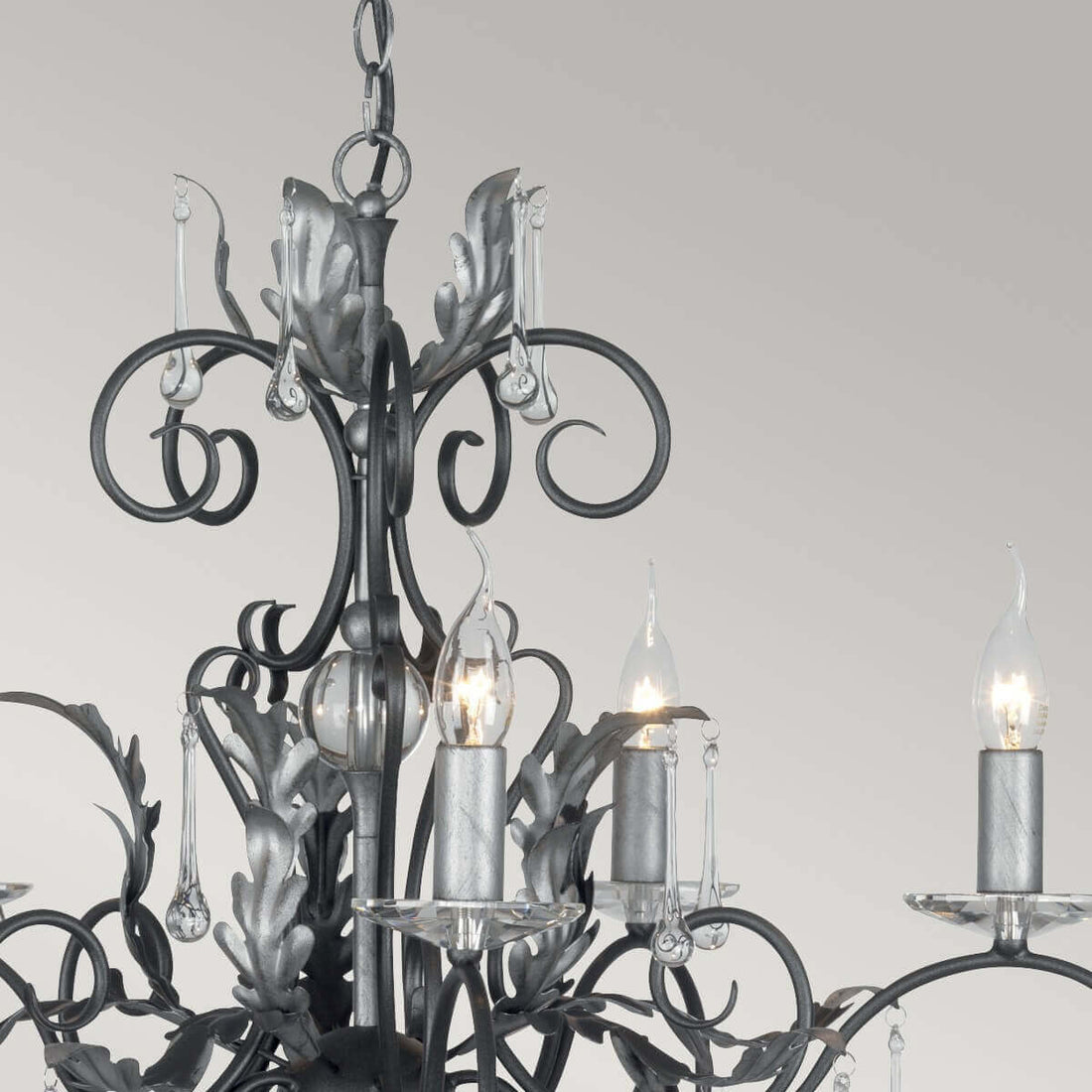Lustre Amarilli 15 lumières noir et argenté