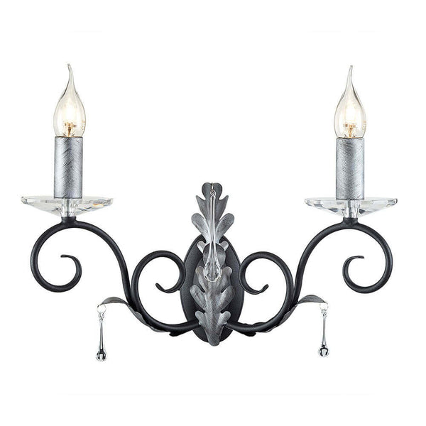 Applique murale Amarilli 2 lumières noire et argentée