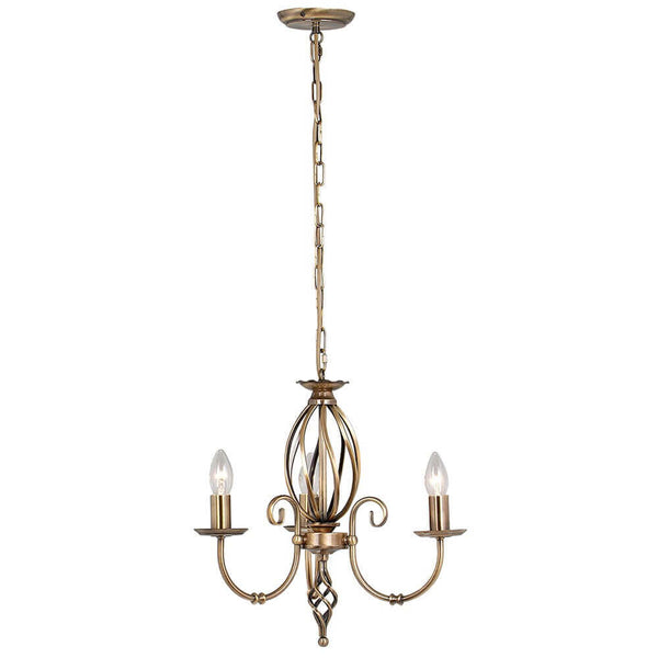 Lustre Artisan 3 lumières laiton vieilli