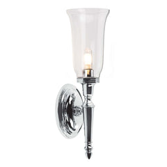 Applique murale Dryden chromée, verre, H 41 cm