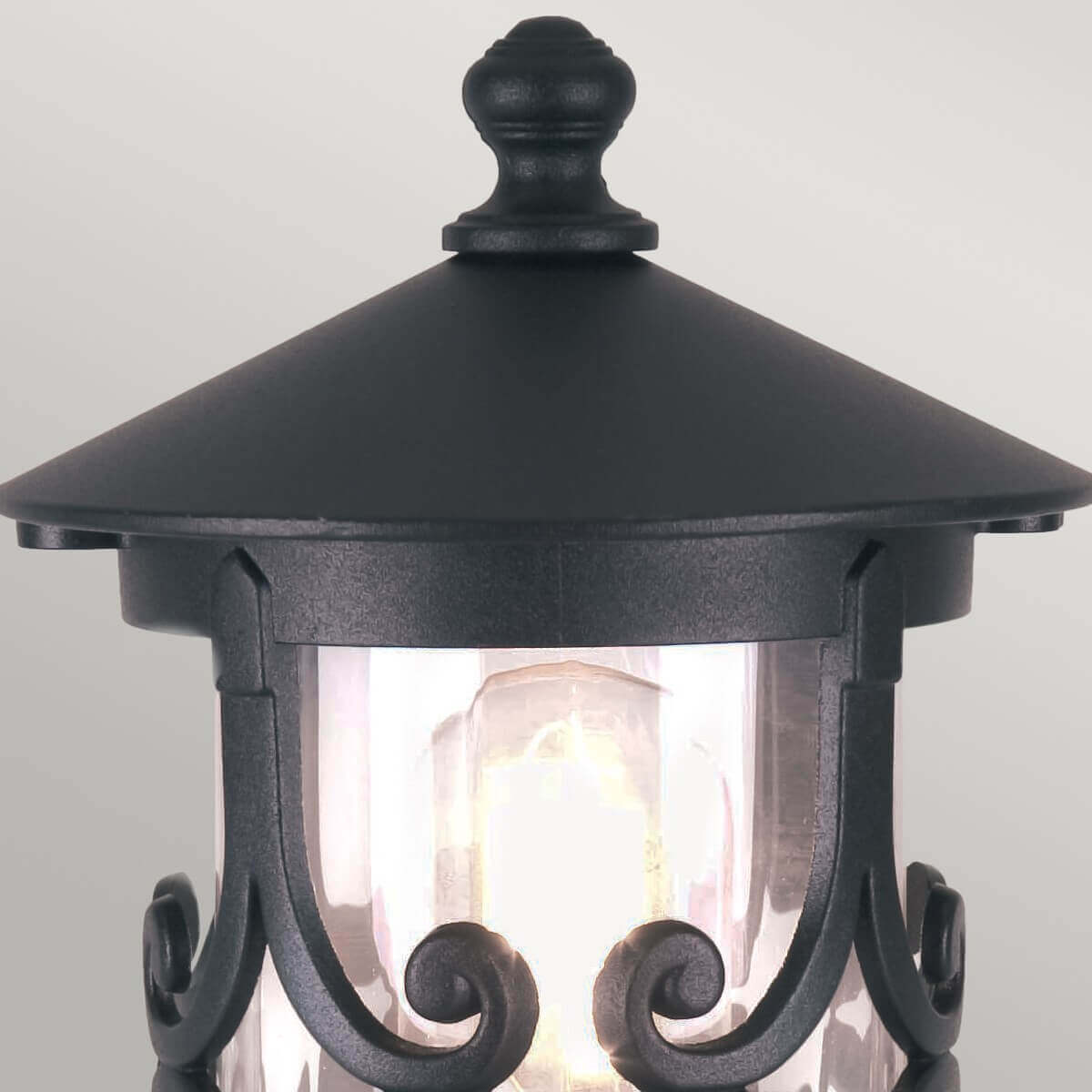 Lampadaire extérieur Hereford noir, verre
