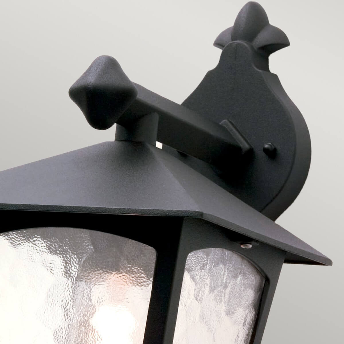 Applique extérieure York noire, verre, H 31 cm