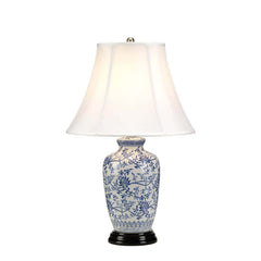Lampe à poser Blue Ginger Jar bleu et blanche, porcelaine
