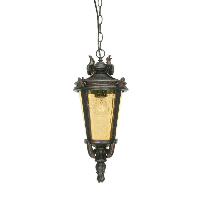 Suspension extérieure Baltimore bronze, verre, H 50 cm